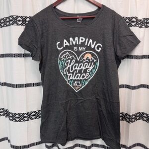 NEW! Gray Camping Graphic T-Shirt